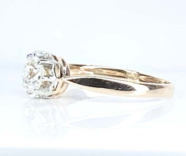 Bague 56 Bague solitaire en or jaune et platine, diamant 58 Facettes AB478