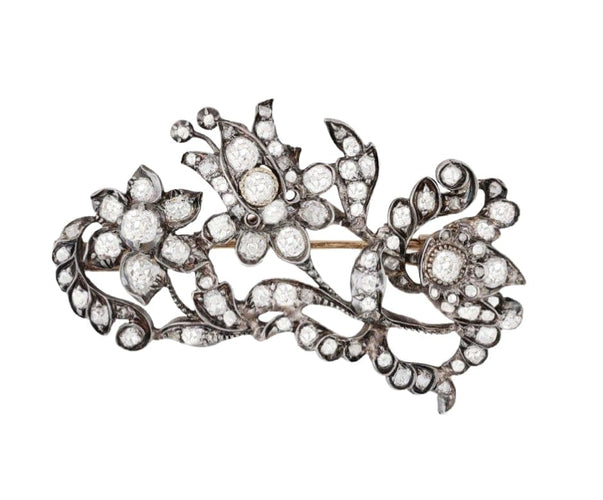 Broche Broche en diamants fin 19ème siècle diamants or blanc et argent 58 Facettes 248331