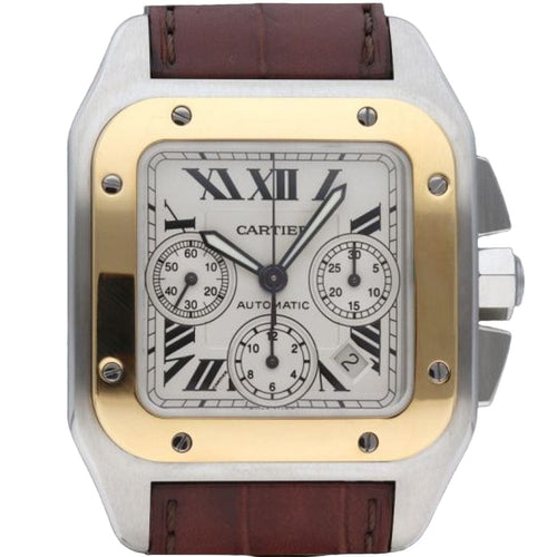 Montre Cartier Montre Santos 100 Xl Chronograph Or Jaune 18K / Acier 58 Facettes MT42457