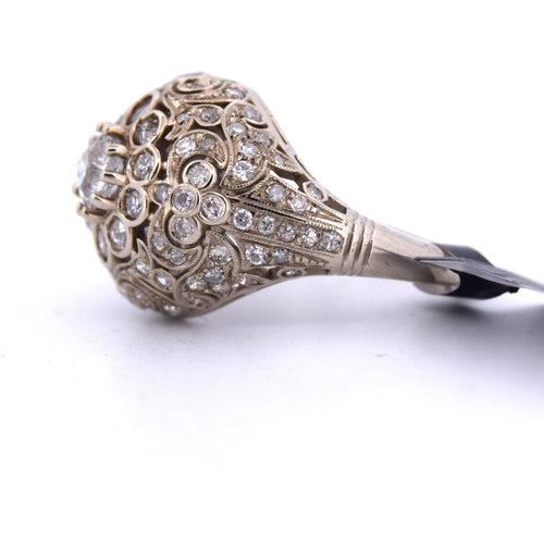 Bague 55 BAGUE ART NOUVEAU - OR BLANC 58 Facettes