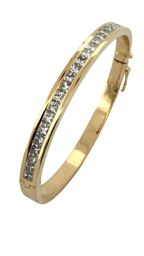 Bracelet Bracelet jonc or jaune et diamants princesse 58 Facettes