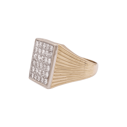 Bague 61 Bague chevalière or jaune, diamants. 58 Facettes 34448