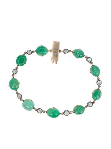 Bracelet Bracelet ancien cabochons d'émeraudes or jaune diamants 58 Facettes 777