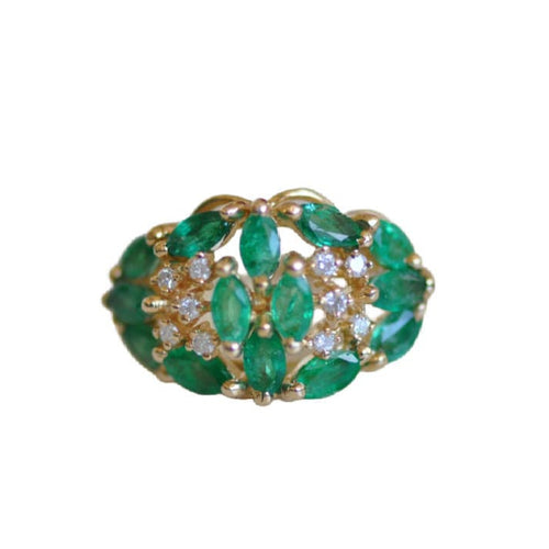 Bague 54 Vintage yellow gold and emerald ring 58 Facettes