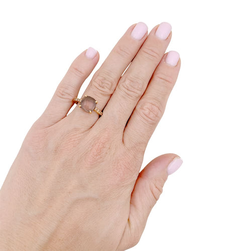 Bague 52 Bague Pomellato, "Baby" or rose, quartz rose et diamants bruns. 58 Facettes 34946