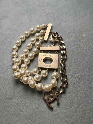 Bracelet Chanel par Lagerfeld - Bracelet perles 3 rangs 58 Facettes