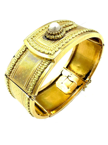 Bracelet Bracelet 19ème, 2 ors 18K et perle 58 Facettes