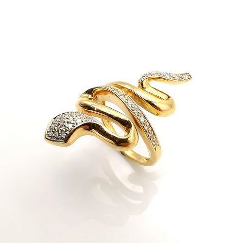Bague Bague serpent or & diamants 58 Facettes