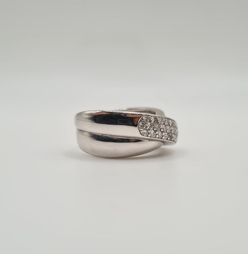 Bague 52.5 Bague or blanc sertie de diamants 58 Facettes