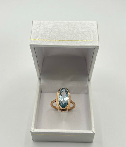 Bague 53 Bague or rose et Aigue-Marine 5 ct 58 Facettes