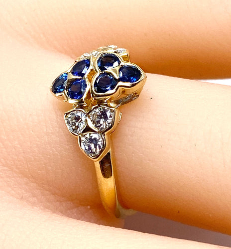 Mauboussin - Prsten ze žlutého zlata 18 karátů se safíry a diamanty 