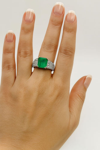 Bague 55 Bague en or avec émeraude et diamants – bijou haut de gamme 58 Facettes 50334