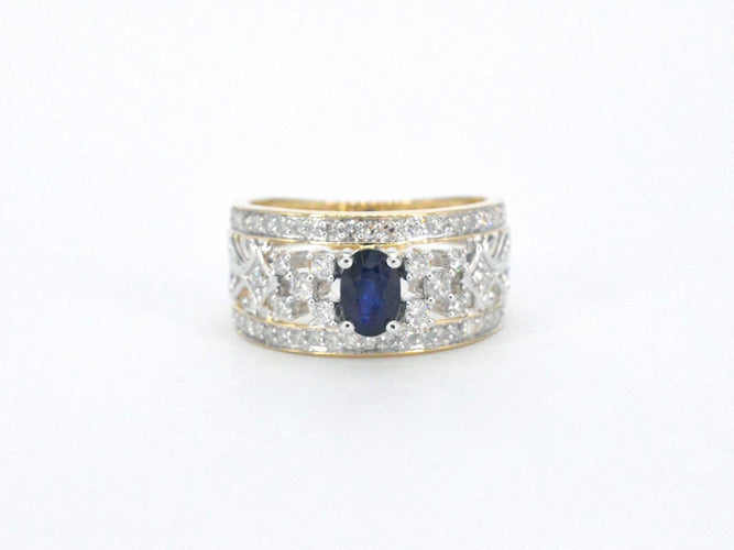 Bague 54 Bague exclusive en or sertie de diamants et d'un saphir 58 Facettes 2239