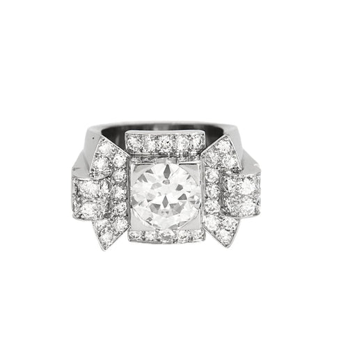 Bague 50 Spectaculaire Bague Art Déco en platine et diamant 2,54cts 58 Facettes 58FC7-1