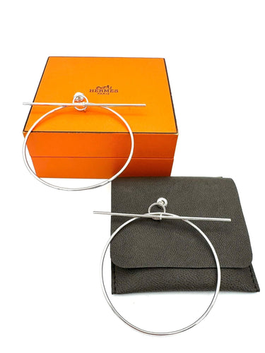 HERMES. Collection "Loop", boucles d'oreilles argent GM 58 Facettes