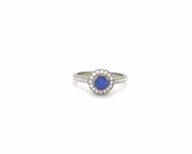 Bague Bague en or blanc avec tanzanite de 1 carat et diamants 58 Facettes 6192
