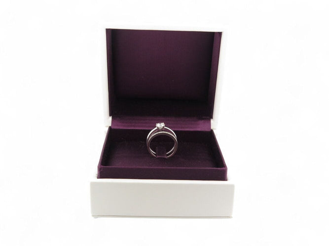 Bague 50 bague solitaire 0.63ct gia t50 or blanc 18k + alliance sertie diamant 0.1ct 58 Facettes 270398