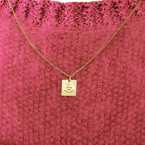 Pendentif AUGIS-Médaille d'amour rubis or jaune pointes de diamant 58 Facettes