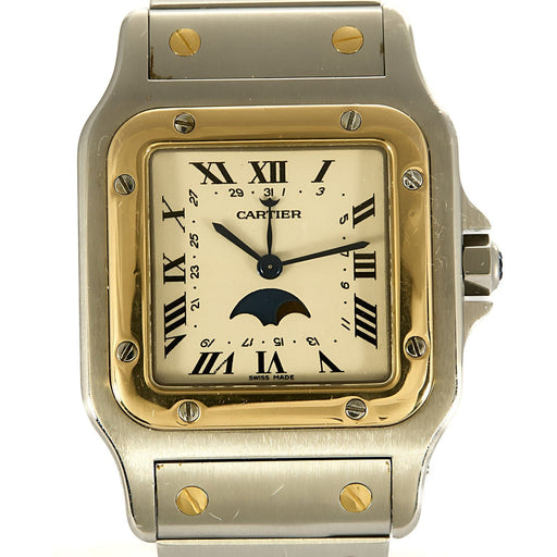 Montre Montre Cartier Santos Galbée Phase de Lune Grand Modèle Or Jaune 18K et Acier 58 Facettes