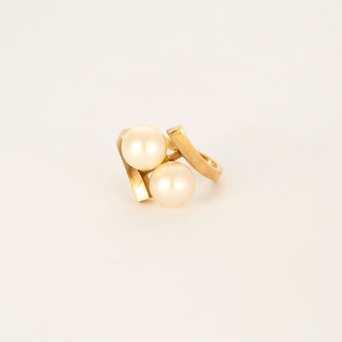 Ring Toi & Moi yellow gold pearl