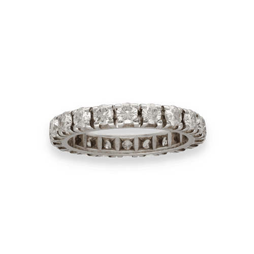 Bague 55 Alliance en or gris avec diamants H-VS - Sertie griffes 58 Facettes