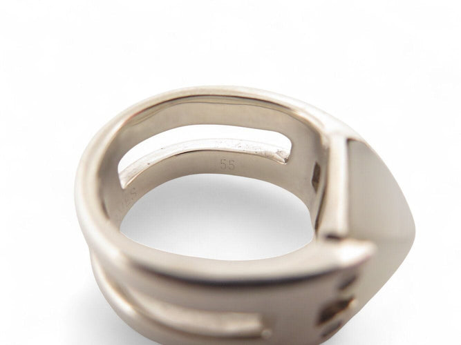 Bague 54 vintage bague HERMES medor pierre de lune & 4 diamants t54 en argent 58 Facettes 269493