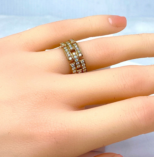 Bague 49 Bague CARTIER maillons panthère or jaune et diamants 58 Facettes AB78