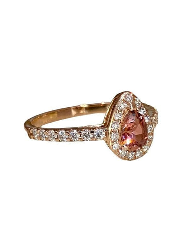 Bague 54 Bague or rose tourmaline et diamants 58 Facettes