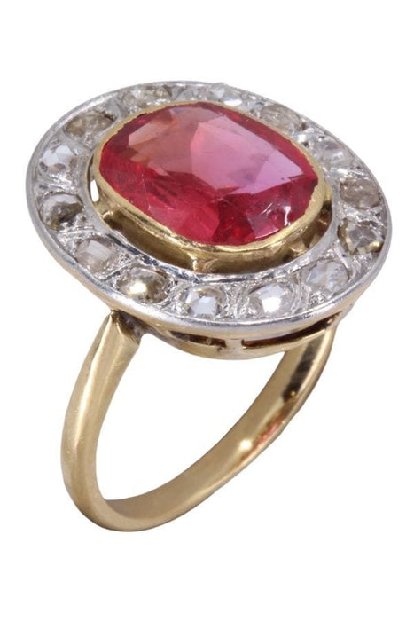 Bague 52 Bague Pompadour Art Nouveau rubis et diamants 58 Facettes 093071