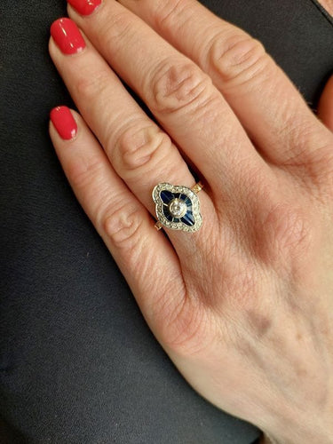 Bague BAGUE MARQUISE SAPHIRS ET DIAMANTS 58 Facettes 083681