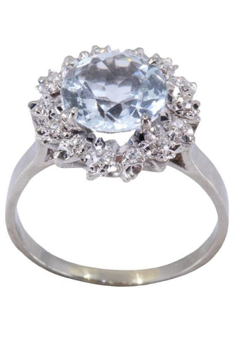 Bague 57 Bague ancienne aigue-marine et diamants 58 Facettes 086791