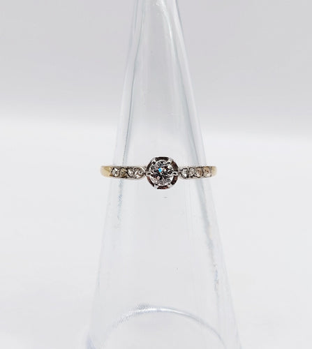 Bague 48 Bague solitaire art déco or jaune et diamants 58 Facettes A05660