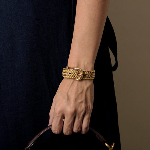 Bracelet Hermès - Collection Prélude - Rare Bracelet Vintage en or jaune tressé et texturé 58 Facettes BIA1153