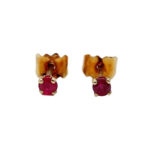 Boucles d'oreilles Puces d'oreilles vintage or jaune et rubis 58 Facettes B01014