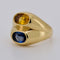 Bague 52 Bague Double Jonc, Or 18 Carats, Saphirs Jaune et Bleu Naturels - Vintage 58 Facettes 381