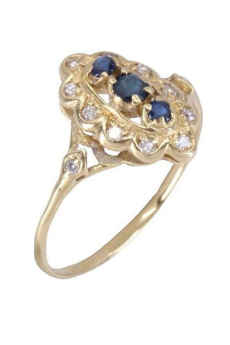 Bague 57 BAGUE MARQUISE SAPHIRS ET DIAMANTS 58 Facettes 087321