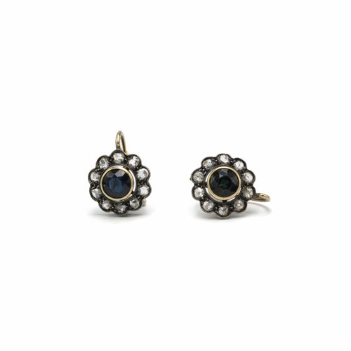 Boucles d'oreilles Boucles d'oreilles anciennes or 750 diamants et saphirs 58 Facettes 1299