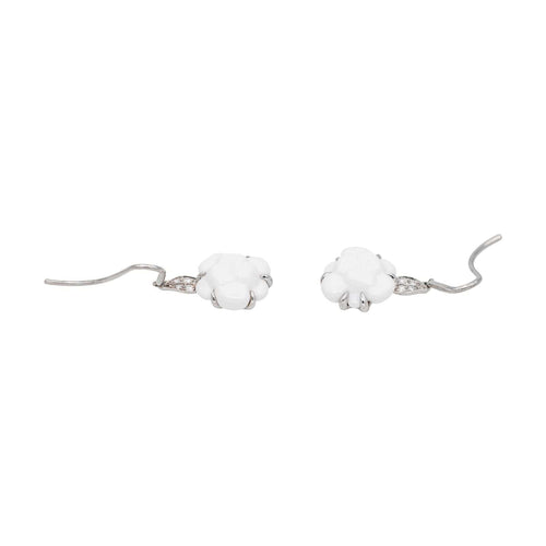 Boucles d'oreilles Chanel Boucles d'oreilles Dormeuses Camélia Or blanc Agate, Diamant 58 Facettes 4944033RV
