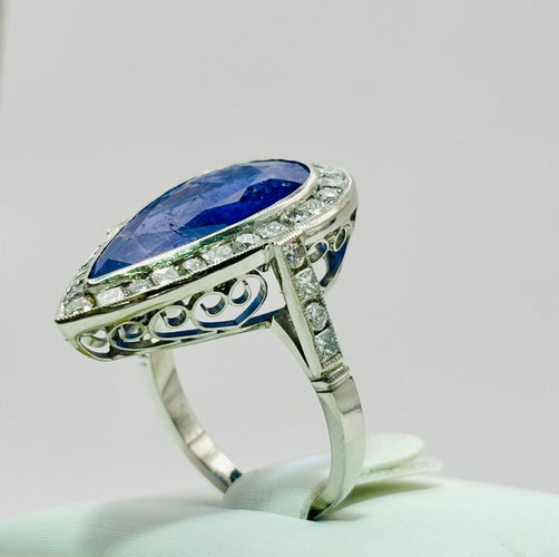 Bague Bague en platine avec diamants et tanzanite 58 Facettes 50281