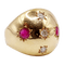 Bague dôme bombé or rose, diamants et rubis serti étoilé (circa 1950) 58 Facettes A06232