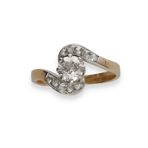 Bague 53.5 Bague 1900 or et platine, diamants taille ancienne 58 Facettes