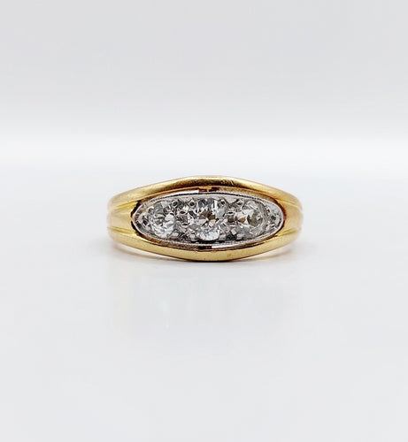 Bague 53 Bague bombée art déco en or 18k et platine, diamants taille ancienne 0,55 carat 58 Facettes A06488