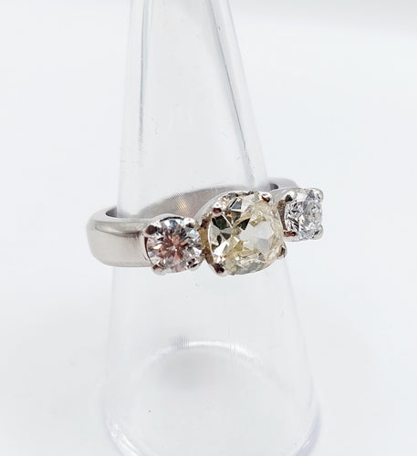 Inel tip jonc Art Deco din Platină și diamante (1,30 ct + 0,90 ct) 