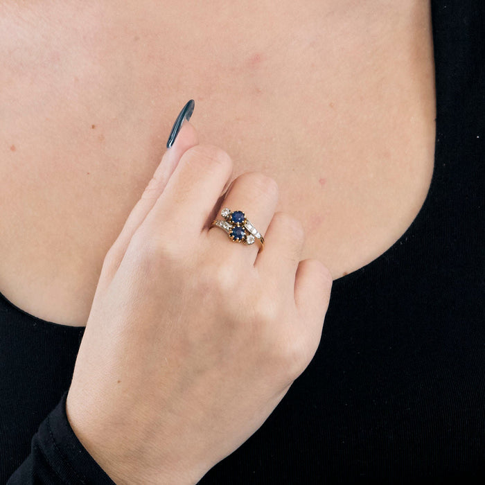 Pink gold and white sapphire ring