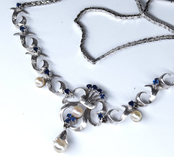 Collier Collier vintage en perles et saphirs des années 60 58 Facettes