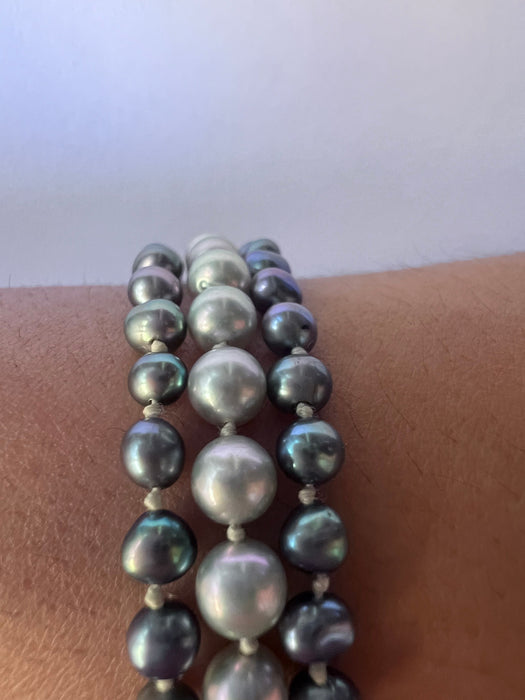 Bracelet Bracelet 3 rangs Perles de Tahiti Mers du Sud fermoir or 58 Facettes