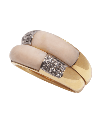 Prsten 52 Koktejlový prsten Žluté zlato 18K Diamant Růžový korál 58 Facettes BO230255/DEUXNUANCESDEROSE