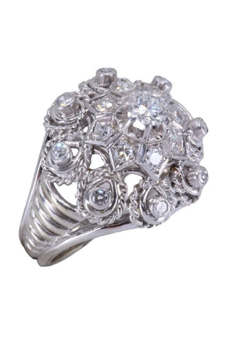 Bague 54 Bague fleur or blanc et diamants 58 Facettes 088891