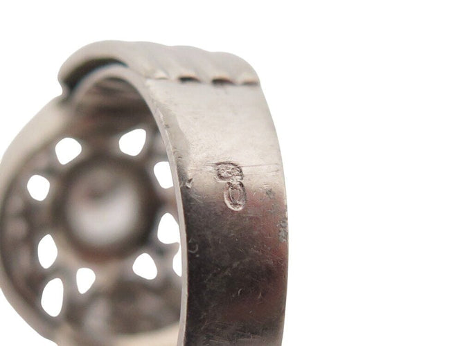 Bague 50 vintage bague style art deco 5 diamants 0.95 ct t50 en or blanc 18k 10.3gr 58 Facettes 269294