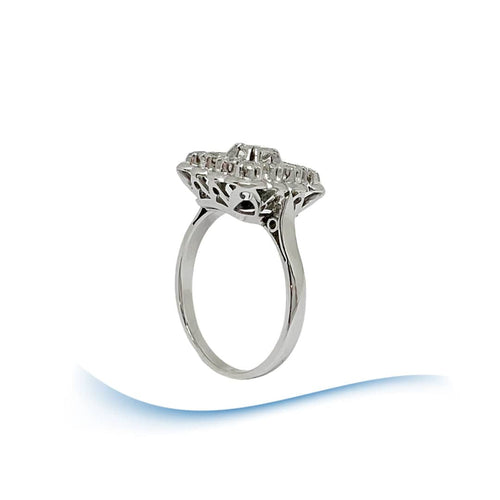 Bague Bague Vintage carrée - Diamants 0,44 carat - Or gris 18 K et platine 58 Facettes AA 1697